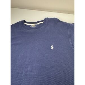 Mens Polo Ralph Lauren Long Sleeve Waffle Knit Thermal Shirt Size XLT Tall Blue